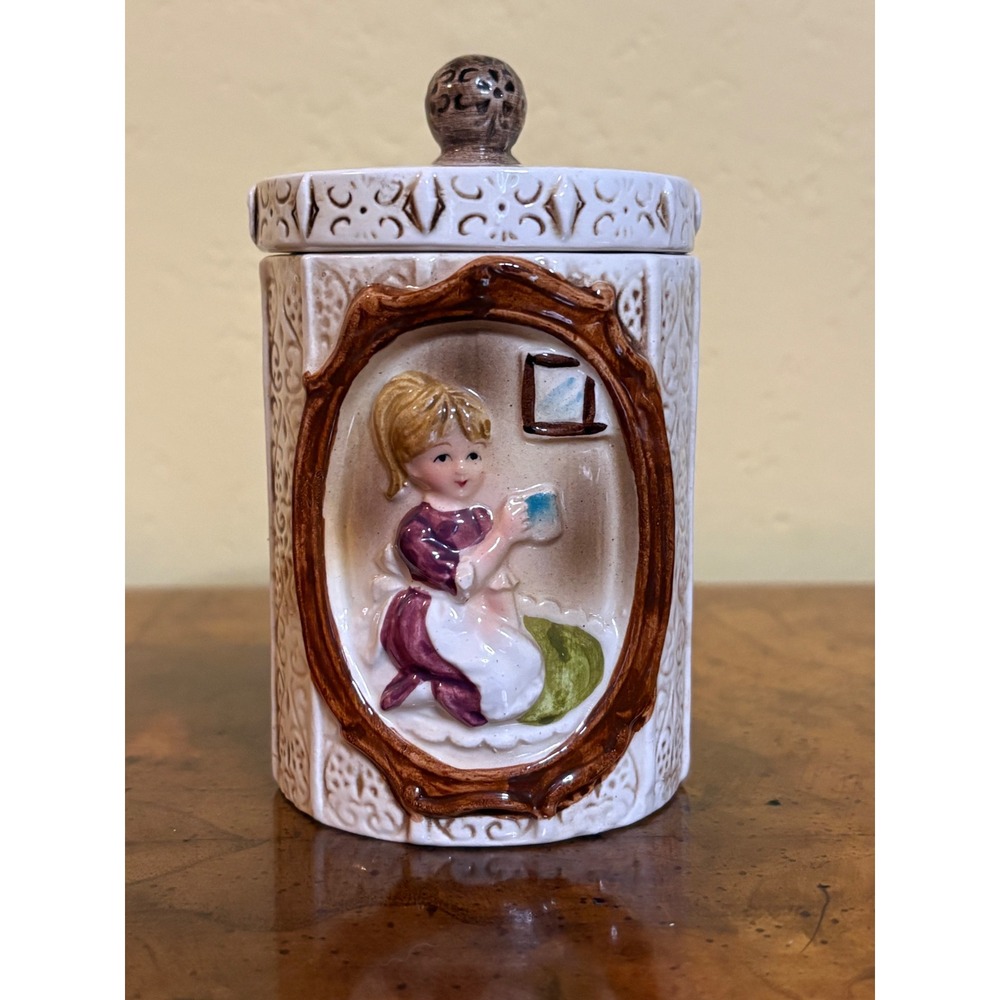 Vintage Sears Roebuck Pioneer Girl Canister 1978 Ceramic Made in Japan